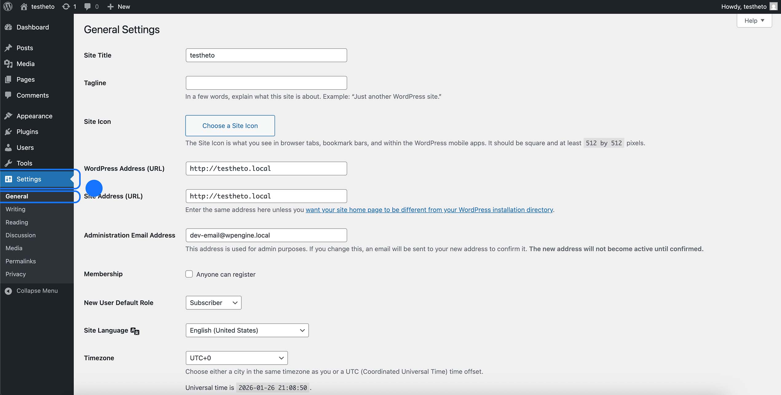 Accéder aux réglages généraux de WordPress depuis le menu Réglages