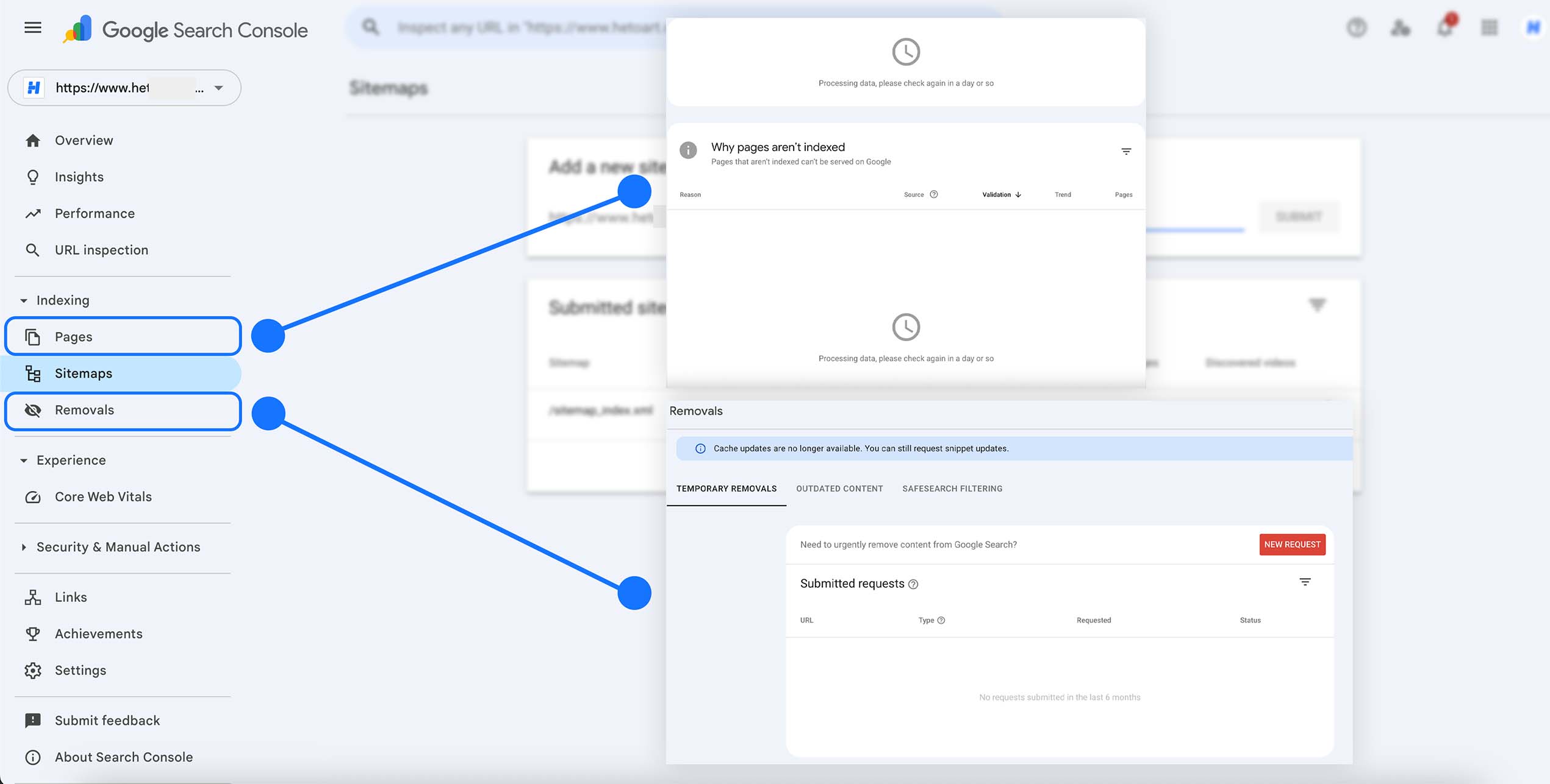 Accès aux pages et suppressions dans Google Search Console pour gérer l’indexation