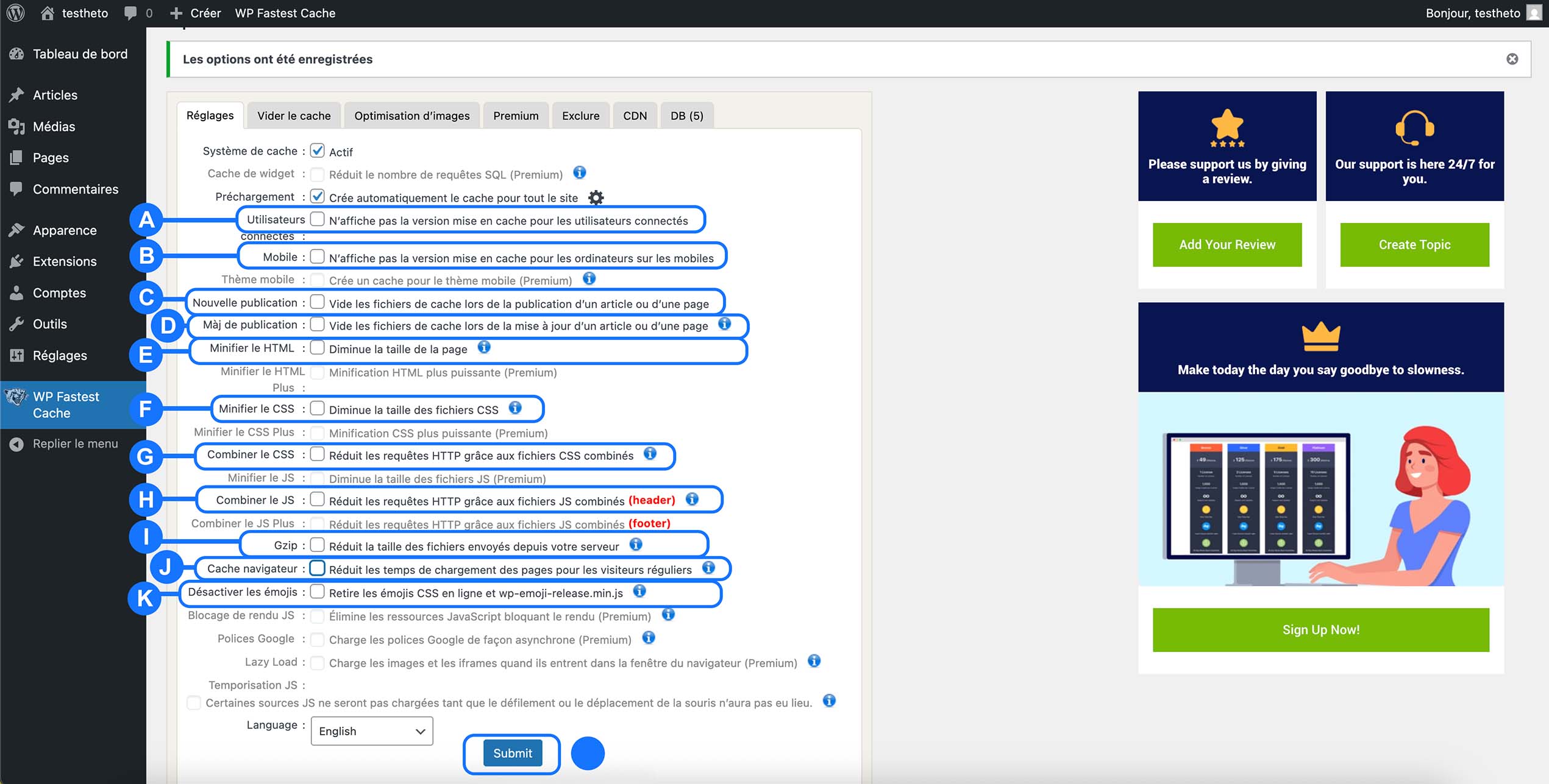Réglages recommandés WP Fastest Cache pour optimiser la vitesse d’un site WordPress