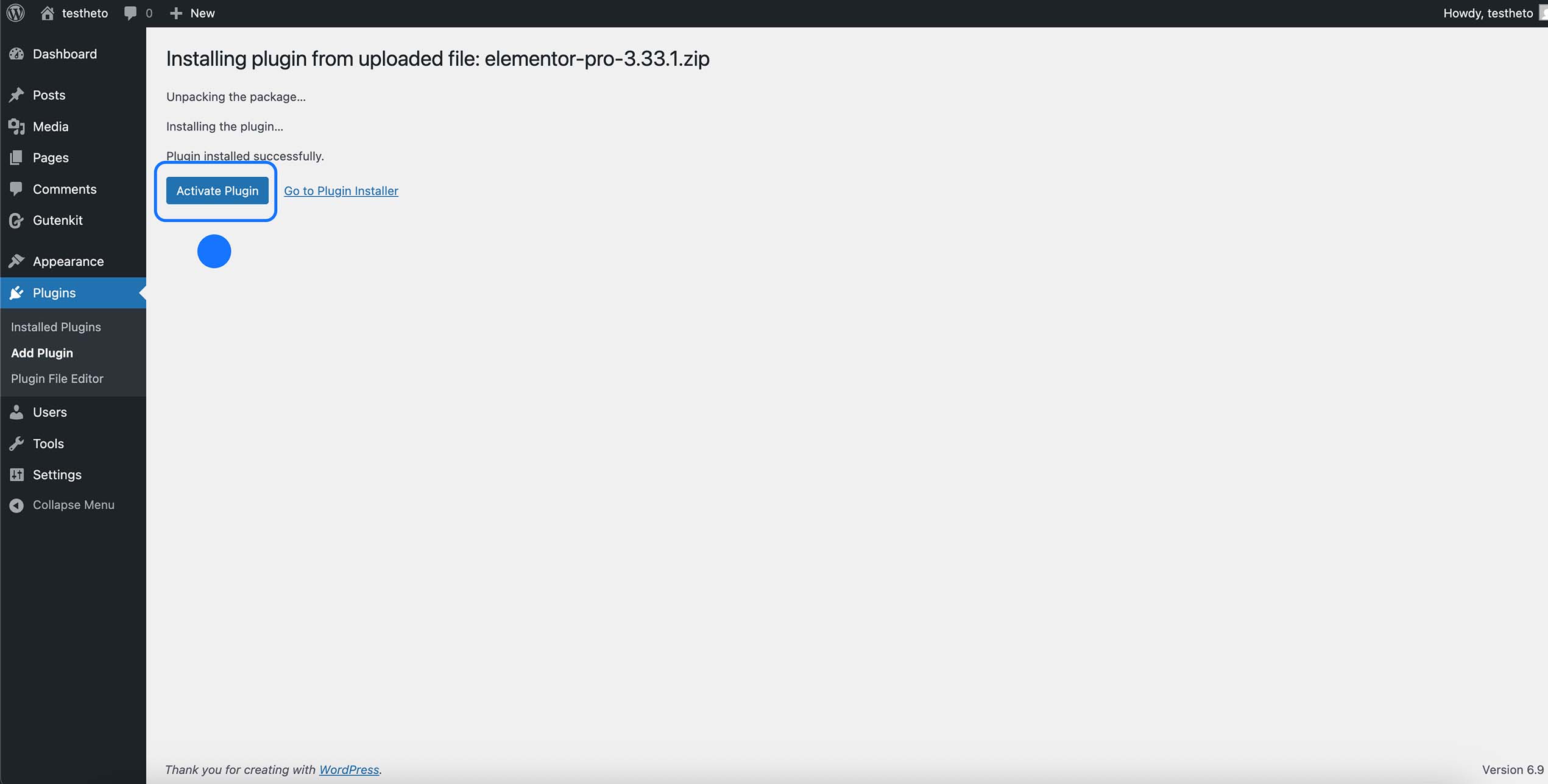 Installation du plugin Elementor Pro dans WordPress