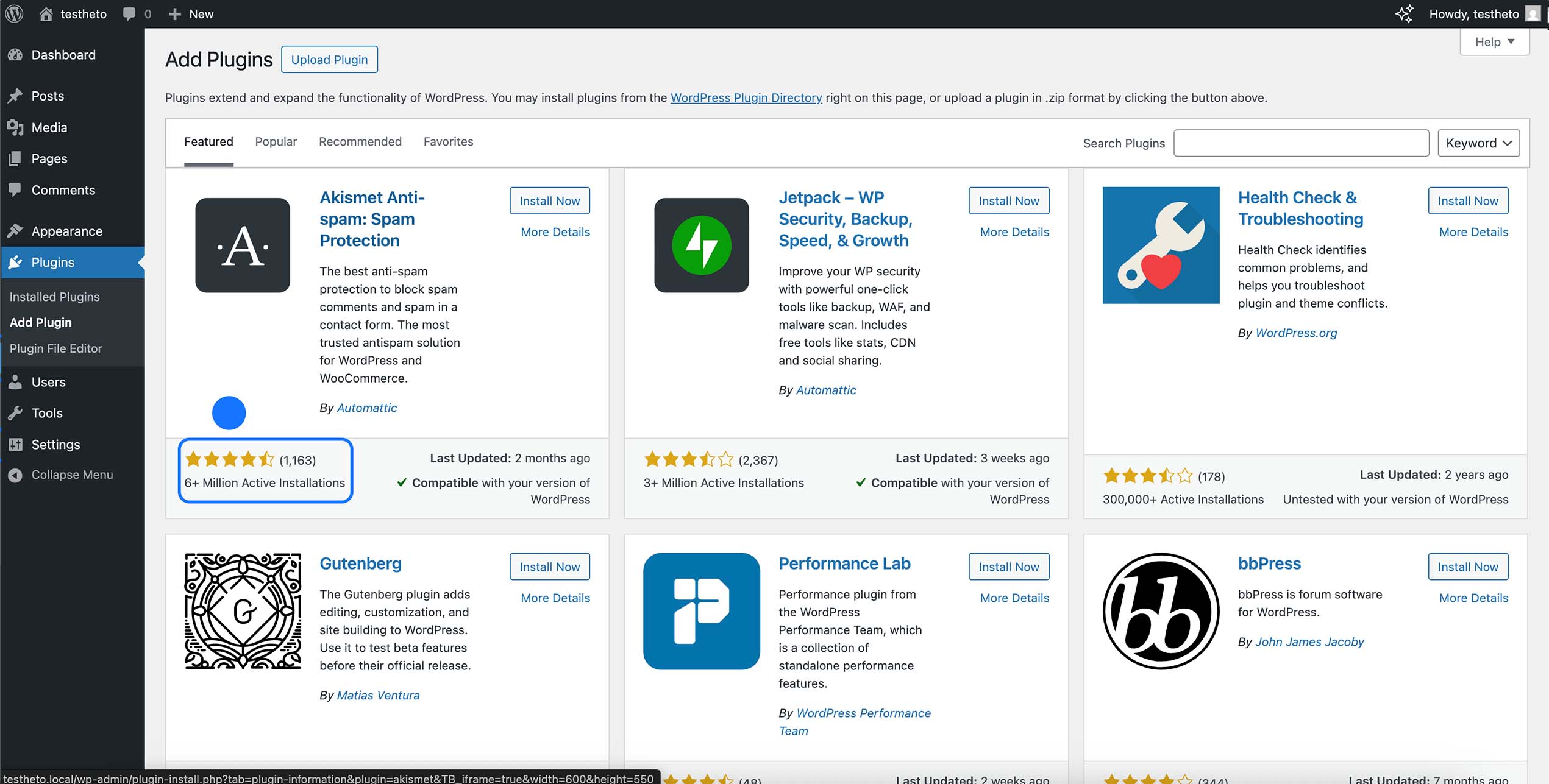 Notes et nombre d’installations d’un plugin dans WordPress