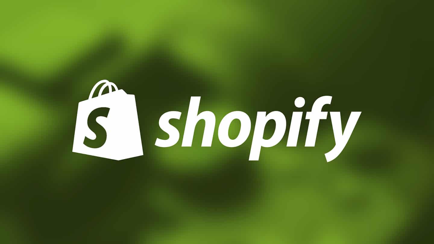 Logo Shopify sur fond vert.