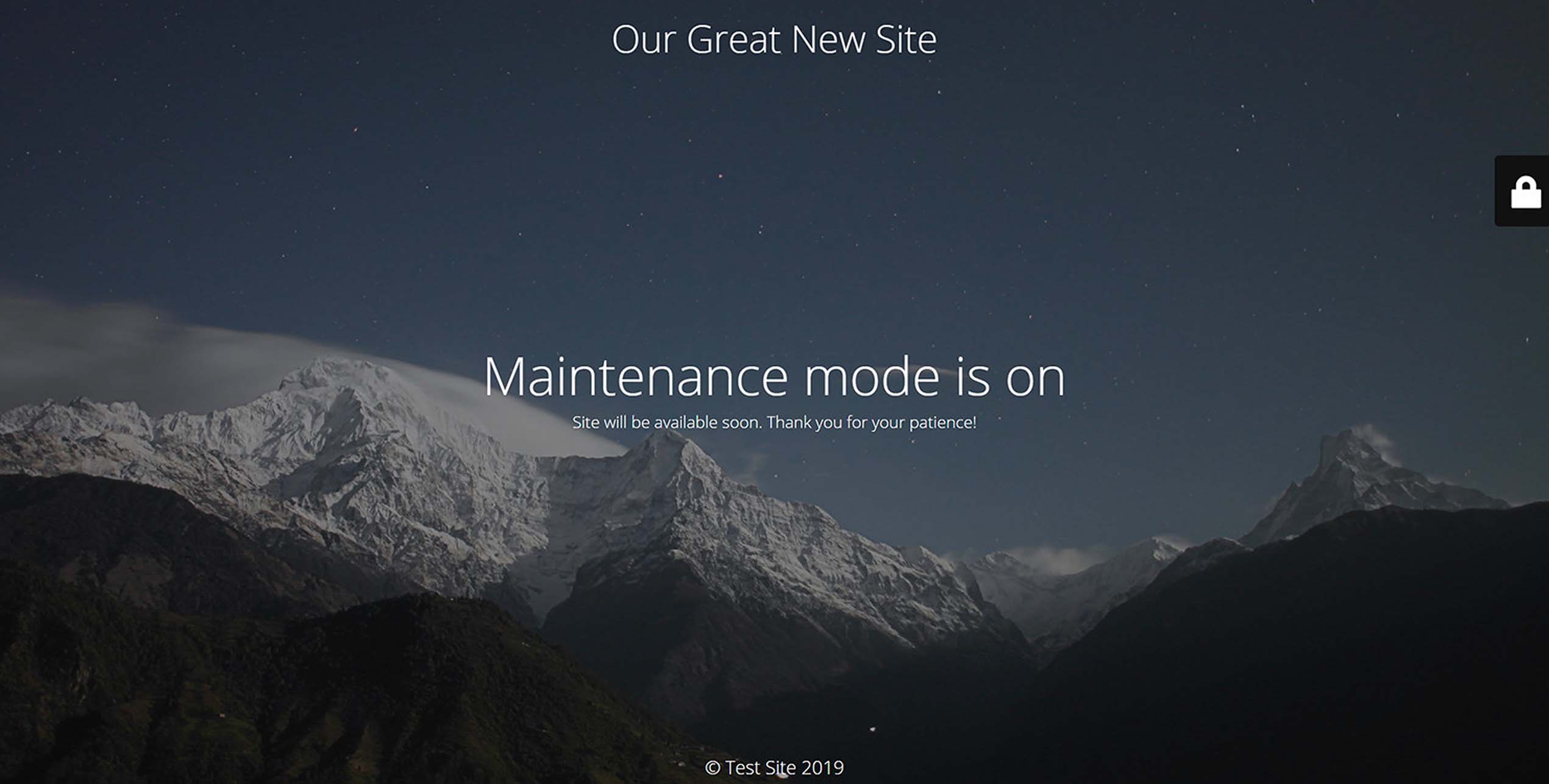 Page de maintenance WordPress avec message “Maintenance mode is on” affiché sur un site web en cours de mise à jour