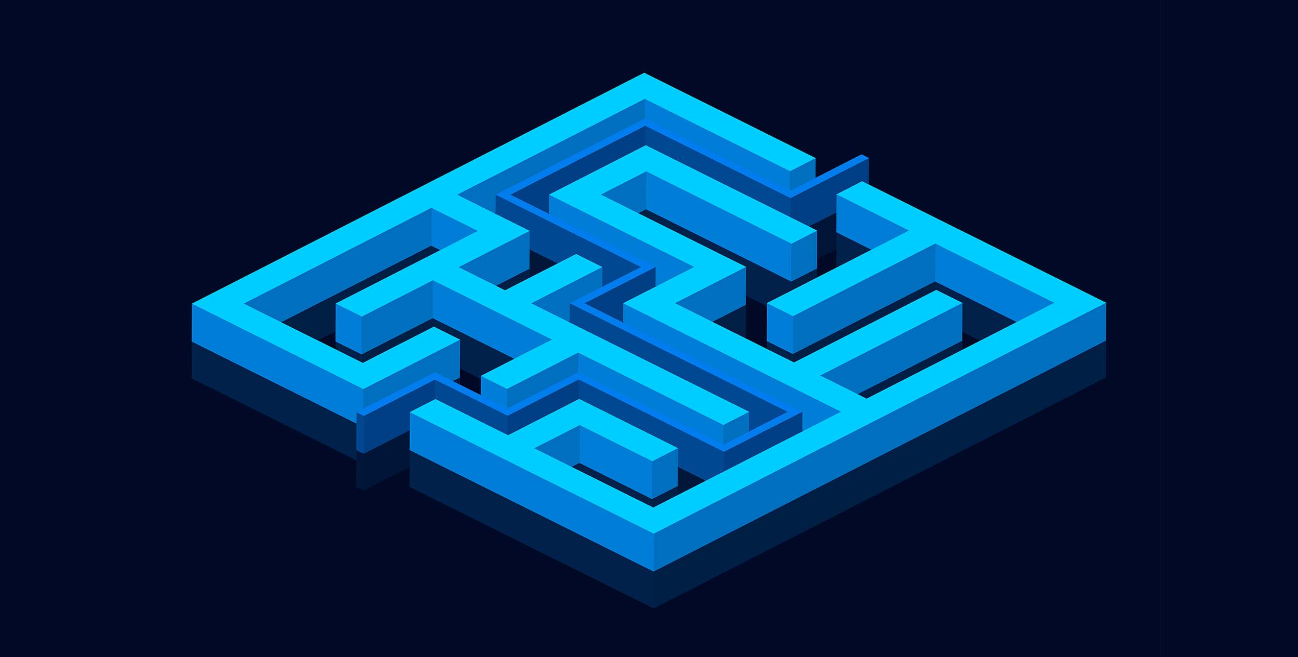 Illustration d’un labyrinthe moderne illustrant les défis du référencement naturel et de la structure d’un site web WordPress