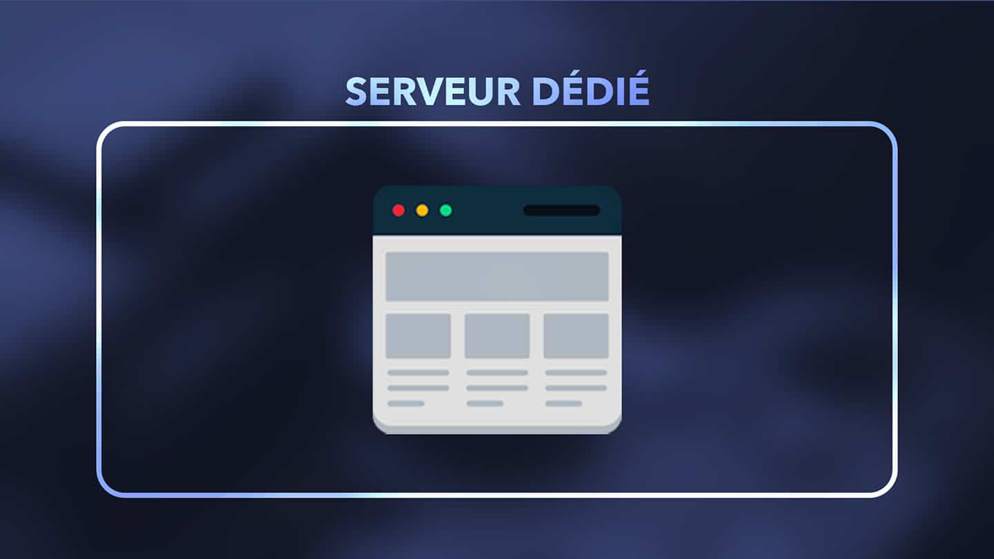 Icône représentant un serveur dédié avec une interface de site web.