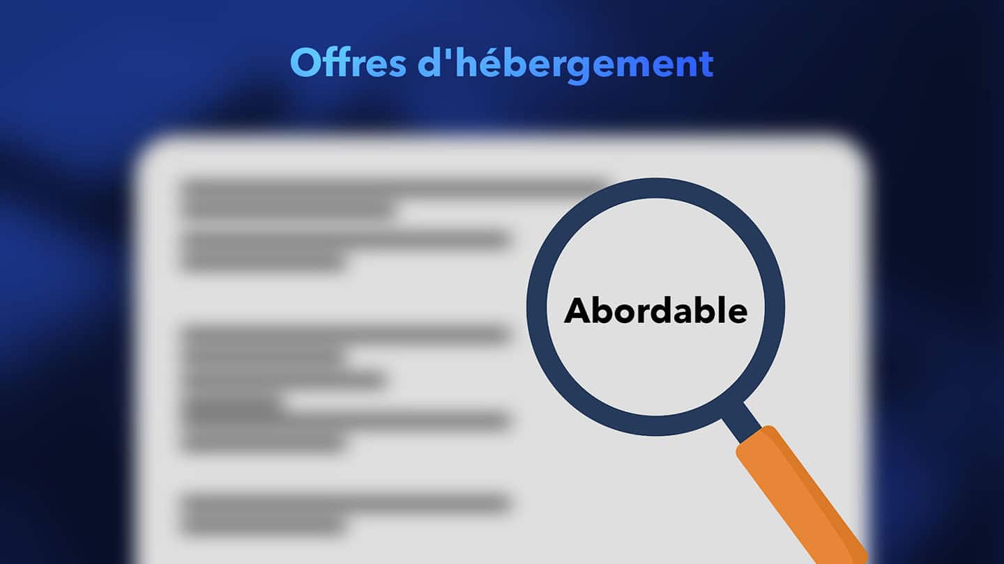 Texte sur un écran avec une loupe mettant en avant le mot 'Abordable'